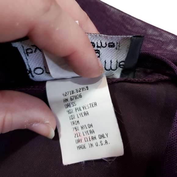 Plum Mesh illusion Cut Out Velvet Formal Evening Gown Dress Size 7-8 - Picture 8 of 10